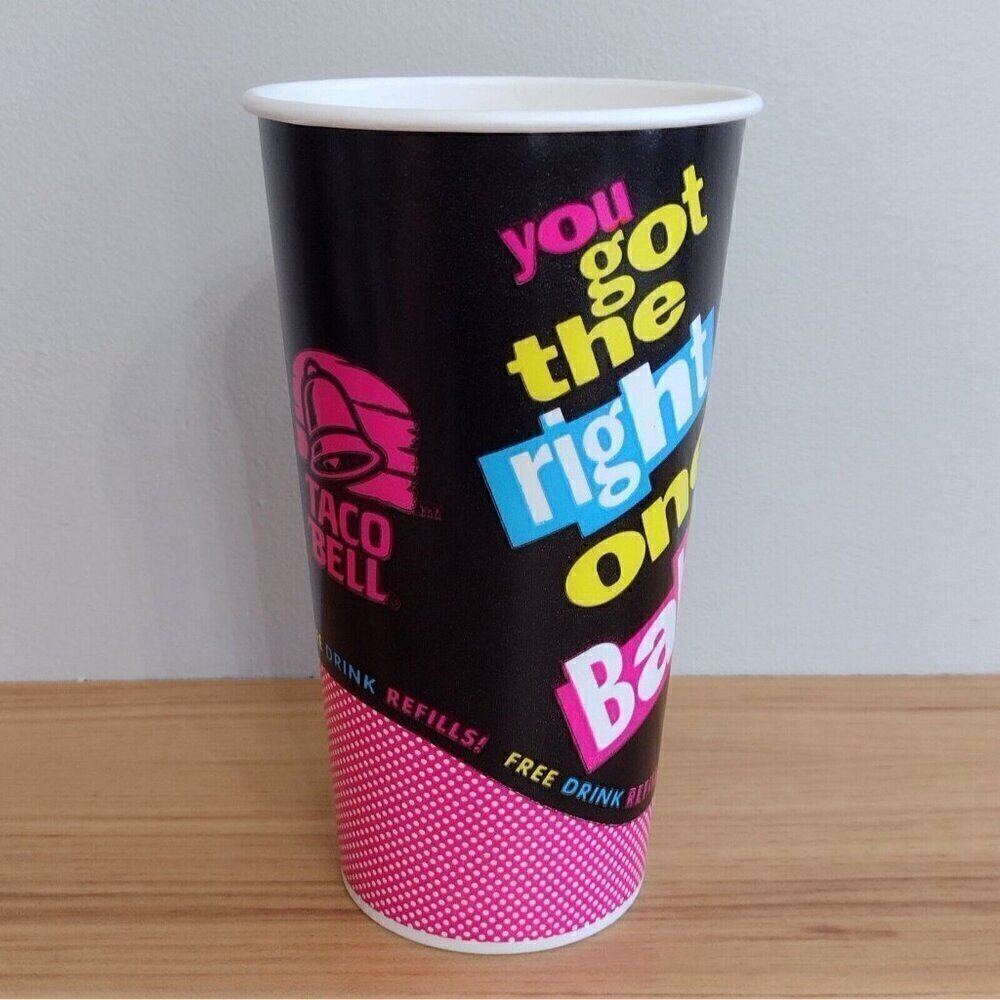 Vintage 90s Unused Taco Bell Wax Paper Cup You Got The Right One Baby Diet Pepsi